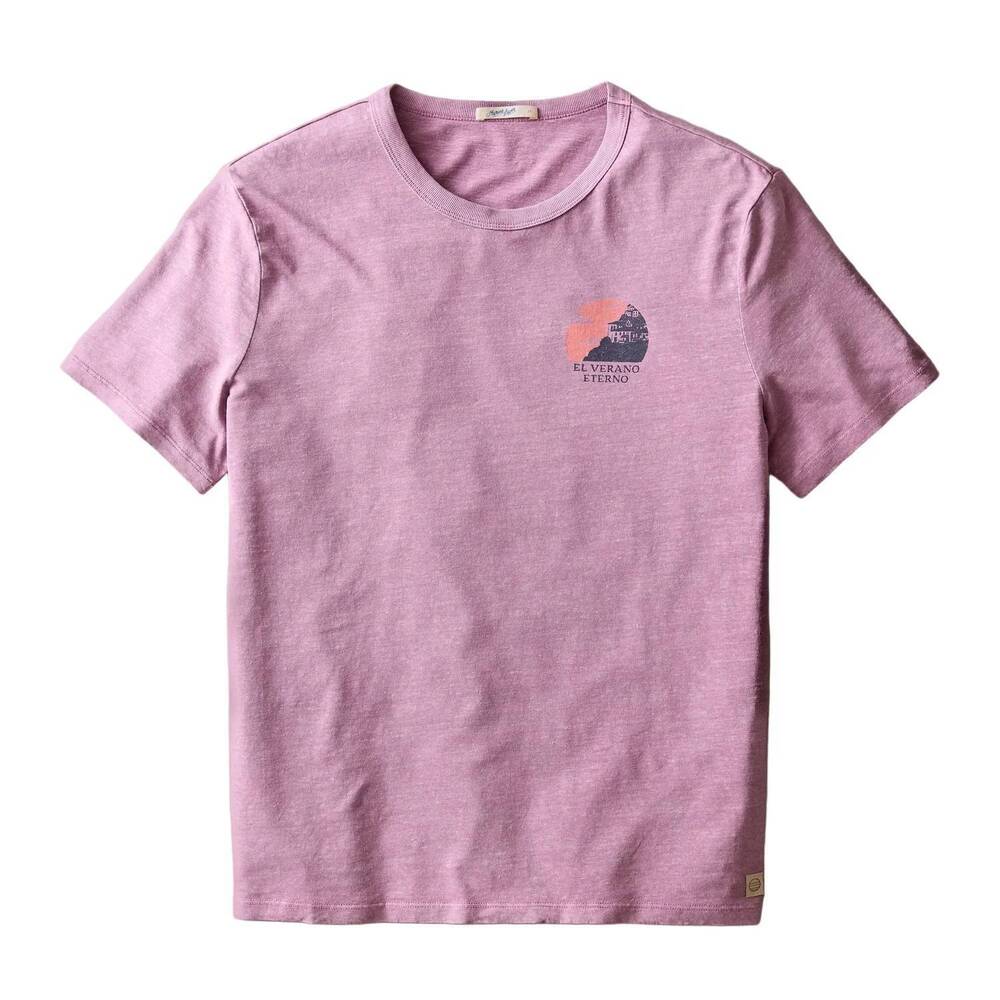 NEW MARINE LAYER men's cotton relaxed graphic tee in red violet